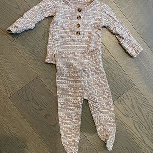 Presley Couture taupe tribal cozy footie set